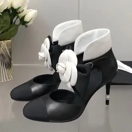 hot sale women high heels runway designer top quality genuine leather with flower bow-knot decor outside stiletto heel party dress women fashion outfit pumps