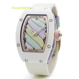 Marke Athleisure Watch RM Armbanduhr RM07-03 Automatische mechanische Uhr Damen Rm07-03 Cotton Candy Hollow Ceramic Female Style