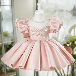 Sweet Pink Jewel Flower Girl Dresses Girl's Birthday Dresses Girls Party Kirt Girl vardagliga klänningar Kids 'Party Wear SZ 2-12 D321085