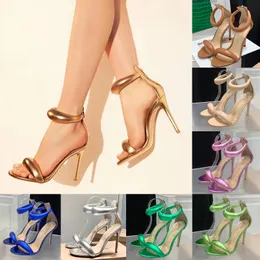 Stiletto Sandaler 8 cm kvinnors formella flerfärgade högklackar kvinnors sommar lyxmärke sandaler 35-42 meter