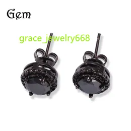 Gumeng Jewelry Hip Hop New Four Claw Black Zircon Earring Round Square Transparent Zircon Earrings