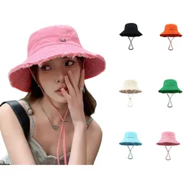 Chapéu balde de férias colorido Y2K Bob gorros de verão de aba larga de luxo para menina