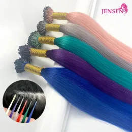 Extensions 8D MicroBeads Färg Hårförlängningar Human hår 10st 0,5 g/s mikroring 18 tum för kvinnor rosa blå grå lila färg