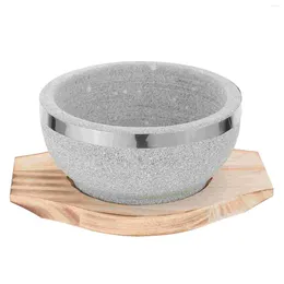 Ciotole Base in pietra base cucina coreana Ceramica da cucina in ceramica Bibimbap in legno Noodles Beef