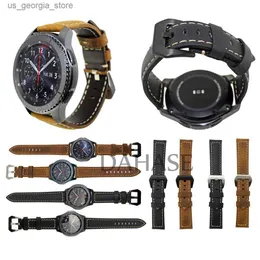 Assista Bandas 22mm Banda de Couro Genuíno para Samsung Gear S3 Frontier Classic Strap para Samsung Galaxy 46mm com Pinos de Liberação Y240321