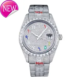 Design Mens Watches White Moissanite Watch 42mm Sapphire Glass Fullt Iced Out Watch for Men Bust Down Watch Gift For Him