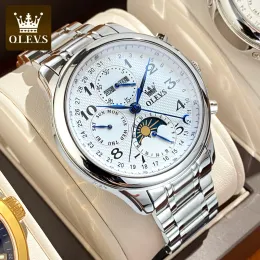 Slippers Olevs 2022 New Top Men Watches Automatic Mechanical Watch for Men Date Moon Phase Male Waterproof Stainless Steel Men's Watch
