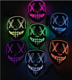 Maschera di Halloween LED illuminano maschere per feste The Purge Election Year Grandi maschere divertenti Festival Cosplay Costume Forniture Glow In Dark3898205
