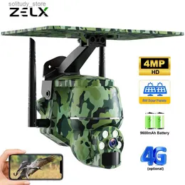 Jagd-Hinterkameras 4G-Camouflage-Solarzellenkamera, 4 MP, hochauflösende Outdoor-Weitwinkelkamera, 4-facher Digitalzoom, wasserdichte Wildtierkamera, Jagd, WLAN, CCTV, Q240321