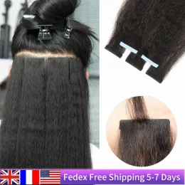 Extensions Invisible Kinky Straight/Light Yaki Straight Tape ins Injected Tape In Human Hair Extensions Remy Black Core Glue Seamless 20PCS