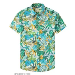 Mens T-Shirts 2022 Summer Hawaiian Shirts For Men Tropical Leaf Colorblock Print Beach Vacation Shirt