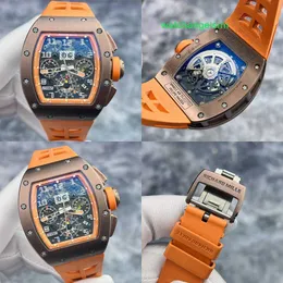 男性時計腕時計RMリストウォッチRM011 AK TIスケルトンダイヤル銅チタン材料カレンダータイミング自動メカニカルメンズウォッチ