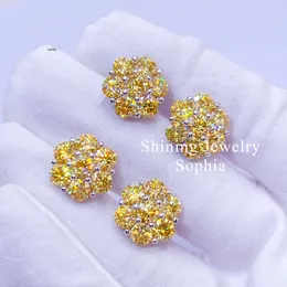 Designer Jewelry Hot Selling Hop VVS Moissanite Hip hop men jewelry S925 Sterling Silver Gold Plated Micro Pave yellow colored moissanite stud earring