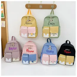 Mochila personalizada fofa e leve para jardim de infância meninos meninas bordado elegante infantil lanche presente saco