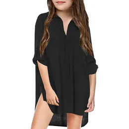 Рубашка нового стиля с глубоким v-образным вырезом, однотонная юбка для беременных, пляжный солнцезащитный купальник, накидка для женской блузки