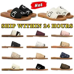 Designer Sandals Womens Woody Flat mule Slides slippers Paris Canvas leather Slipper Beach Slide Women woody mules Heeled luxury Fabric Sliders Summer home Shoes