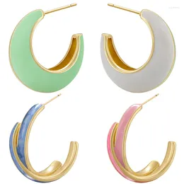 Orecchini con perno ZHUKOU Doppi colori smalto per le donne Ottone placcato oro X Forma Hoop 2024 Tendenze gioielli primaverili VE1143