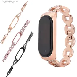 Assista Bandas Pulseiras Pulseira Para Xiaomi Mi Band 4 5 Pulso Pulseira De Metal Cristal De Aço Inoxidável MIband Para Xiaomi Mi Band 4 5 Strap Y240321