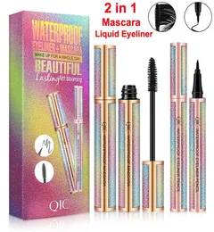 QIC Starry Sky Liquid Eyeliner Тушь для ресниц Набор кисточек для наращивания ресниц Макияж Черная водостойкая тушь для ресниц Подводка для глаз Ручка для ресниц Длинные толстые 8603491