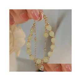 Altri accessori moda Passo dopo passo naturale Bracciale con campana con cintura in giada Donna super immortale Piccolo gruppo Leggero Lusso Gemello Amico Drop Otmxo