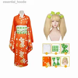 cosplay Trajes de Anime Dangan ronpa 2 Saionji Hiyokos quimono role-playing chegou e o Halloween completo da menina Dangan ronpa está aquiC24321