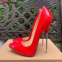 Pompalar 16cm Extreme Metal Yüksek Topuklu Stilettos Seksi Kadın Kırmızı Pompalar Fetiş SM Model Parti Unisex Man Ayakkabı Crossdresser Plus Boyut46