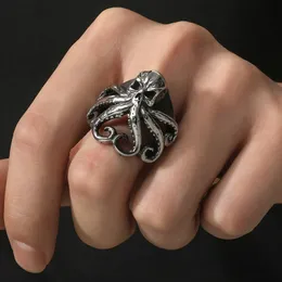 Cool Mens Octopus Skull 14K Gold Ring Gothic Rock Jewelry Sailor Ring Personality Mens Cycling Jewelry Gifts Wholesale