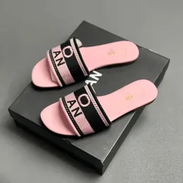 Con scatola di lusso Designer Slide pantofole da esterno uomo soleggiato Sandalo canale Slider mocassino da donna sexy Tessuto estivo Scarpa casual piscina spiaggia Sandalo piatto mulo Taglia 35-42