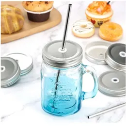 Fast Tinplate Jar Lids Mason DHL Cover With Straw Hole 2 Colors Glass Covers Kids And Adult Parties Drinking Accessories Wht0228 s Wht08