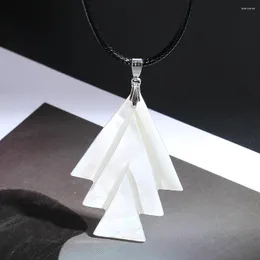Pendant Necklaces Personalized Freshwater Shell Carved Triangle Arrow European And American Trend Christmas Tree Shaped Jewelry Necklace
