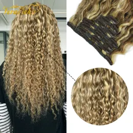 Extensions Veravicky 200g/10pcs Set Piano Color Natural Curly Clip in Hair Extensions Machine Made Real Human Hair Full Head Clip Ins