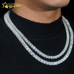 Projektant biżuterii Hot Sprzedaż hip -hop S925 VVS Moissanite Fine Jewelry Sterling Silver S925 5mm 6,5 mm VVS Diamentowy naszyjnik Hip Hop Side Moned Moned Moissanite Łańcuch tenisowy