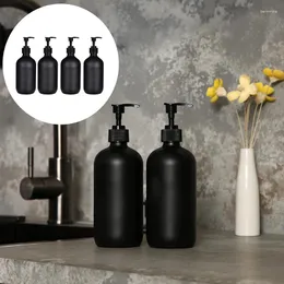 Liquid Soap Dispenser 3pcs 500ML Round Bottles Frosted Matte Black Lotion Plastic Bottle Shampoo Conditioner With 6pcs Labels