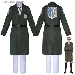 Cosplay anime trajes ataque gigante cos manto uniformes da equipe de investigação mesmo militar verde coatc24321