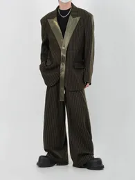 Herrjackor mörka avantgarde stil kläder dekonstruerade randiga lapptäcker män liten jacka