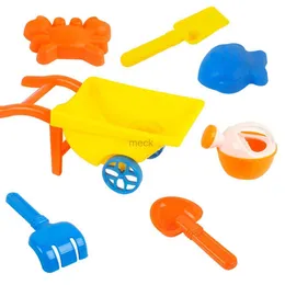 Sand Play Water Fun 7Pcs/Set Kids Beach Sand Toy Set With Trolley Kettle Mold Shovel Rake For Children Baby Sea Water Funny Sports Bathroom Toys 240321
