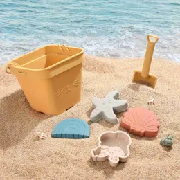 Sand Play Water Fun Bopoobo 6PCS Силиконовые пляжные игрушки Открытый набор ведер с песком Мягкая модель животного Мини-комплекты лопат для копания песка Детские водные игры 240321