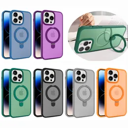 حامل قوس معدني فاخر حامل حامل درع مغناطيسي لـ Magsafe Wireless Charging Case with Camera Lens Film Frackproof for iPhone 11 12 13 14 15 Pro Max Plus