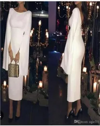 2020 Nya designkvällsklänningar Scoop Neck Satin Långärmar Tidigare bär kändis prom klänningar skräddarsydda i Kina Vestidos de 6787871