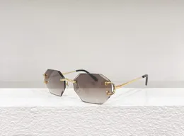 0092o occhiali da sole da Donna Senza Montatura UV400 Kadınlar veya Erkekler İçin Lüks Kesilmiş Lens Güneş Gözlüğü Kısırsız Tasarımcı Açık Mekan Gözlükleri Dorato Senza Montatura Başına