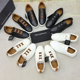 Designer Zegna Casual Shoes Business Men Social Wedding Party Quality Leather Lightweight Chunky Sneakers MensTrainers Size 38-45