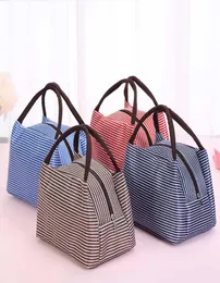 Saco de almoço listrado para mulher isolado frio piquenique totes carry caso sacos térmicos saco de comida lancheira bag9074762