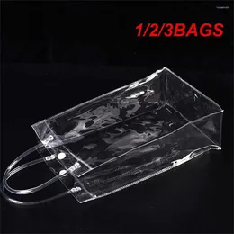 Förvaringspåsar 1/2/3bags Transparent PVC Tote Bag Fashionable 10 25 cm Clear With Drink Holder