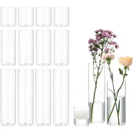 15pcsセンターピース用のクリアガラスシリンダー花瓶花瓶フローティングキャンドルホルダー装飾ホームデコレーションルーム240318