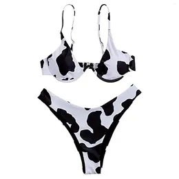 Mulheres de banho de vaca impressão sexy alta divisão maiô bikini conjunto feminino duas peças luxo cobrir primavera verão praia mujer tankini