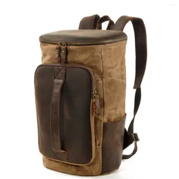 Sırt çantası açık hava erkek spor seyahat yağı balmumu tuval omuz yüksek kapasiteli çanta