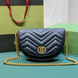 Toppdesigner Marmont Mini Shoulder Bag Half Moon Leisure Women Chain Leather Crossbody Luxury Brand Purse Handbag Wallet