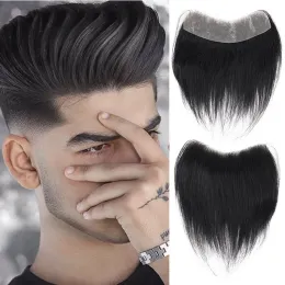 Bangs sentetik saç çizgisi toupee erkekler için% 100 parça v tarzı ön toupee peruğu ince cilt tabanı doğal saç çizgisi toupee