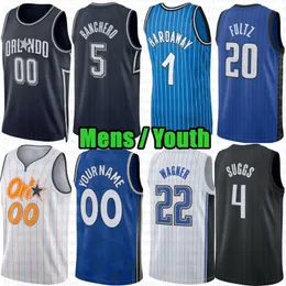 Anpassade herrar Youth Paolo Banchero basket Jersey Magics Jalen Suggs Franz Wagner Orlandos Wendell Carter Markelle Fultz Cole Anthony Isaac Anthony Black