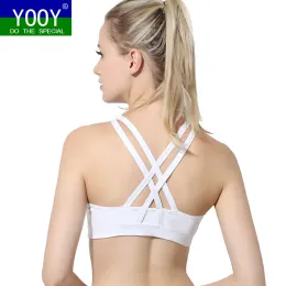 Reggiseni YOOY Yoga sexy da donna imbottito reggiseno sportivo a prova di scossa corsa allenamento palestra canotta fitness camicia gilet da donna